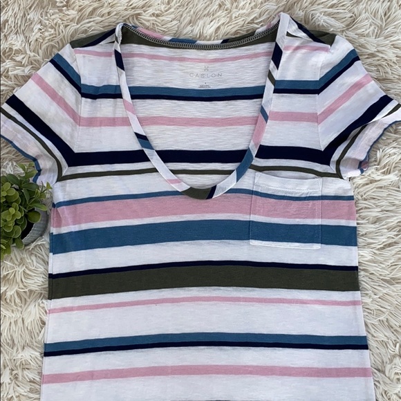 Caslon Scoop Neck Tee 💗 White Blue Pink Olive - Picture 8 of 10